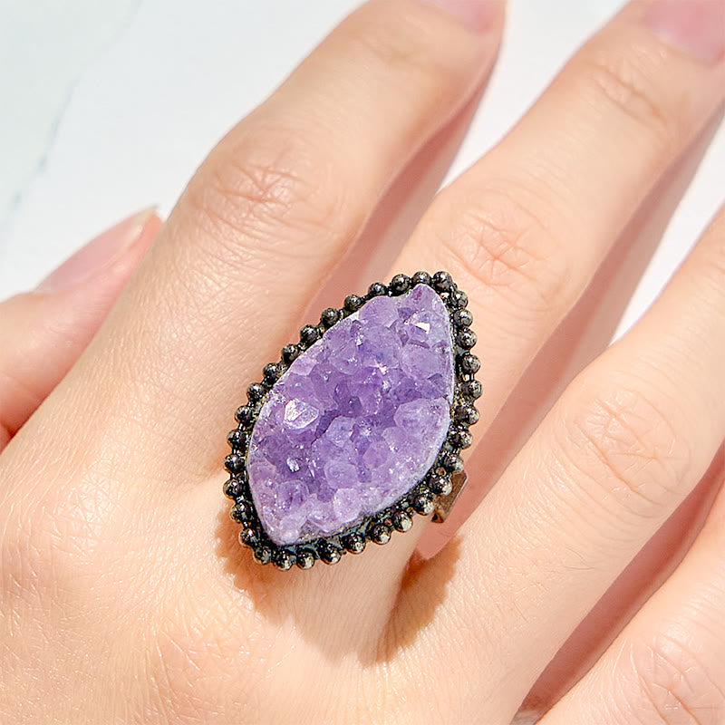 Olivenorma Irregular Shape Natural Amethyst Adjustable Ring - image 1