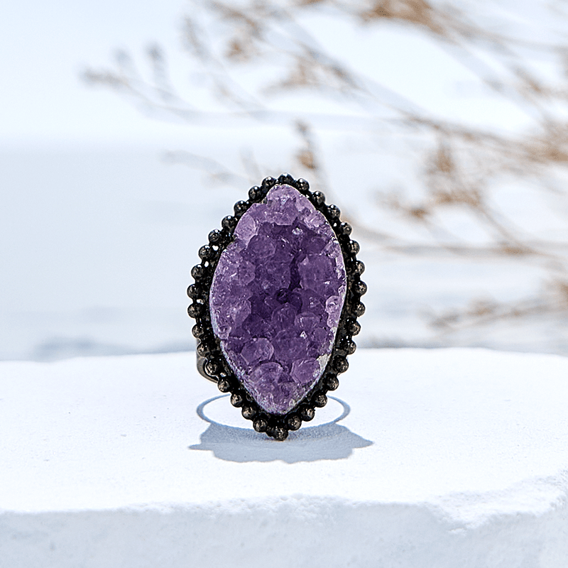 Olivenorma Irregular Shape Natural Amethyst Adjustable Ring - Amethyst - image 0