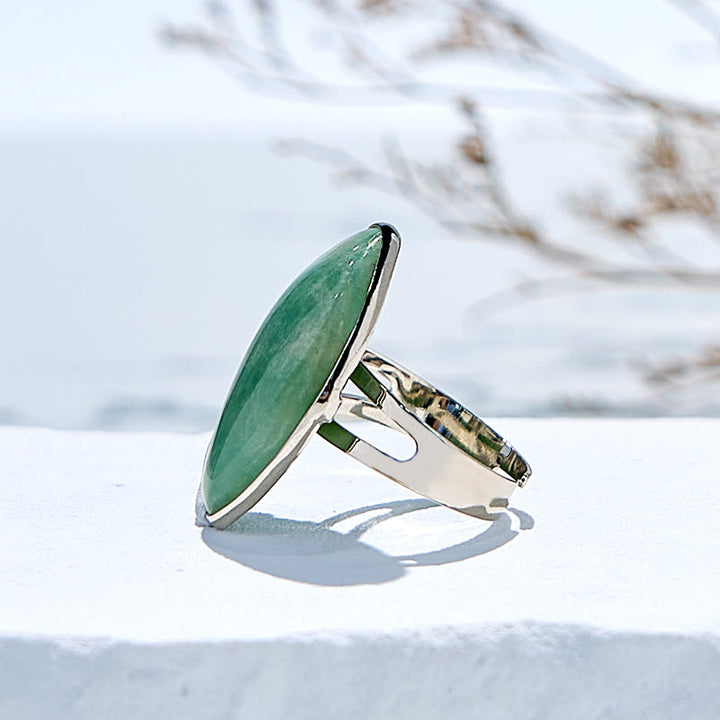 Olivenorma Natural Irregular Amazonite Adjustable Ring - image 4