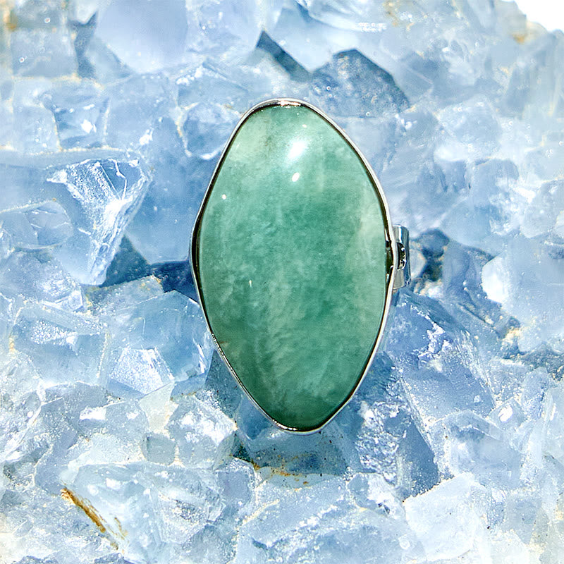 Olivenorma Natural Irregular Amazonite Adjustable Ring - image 3