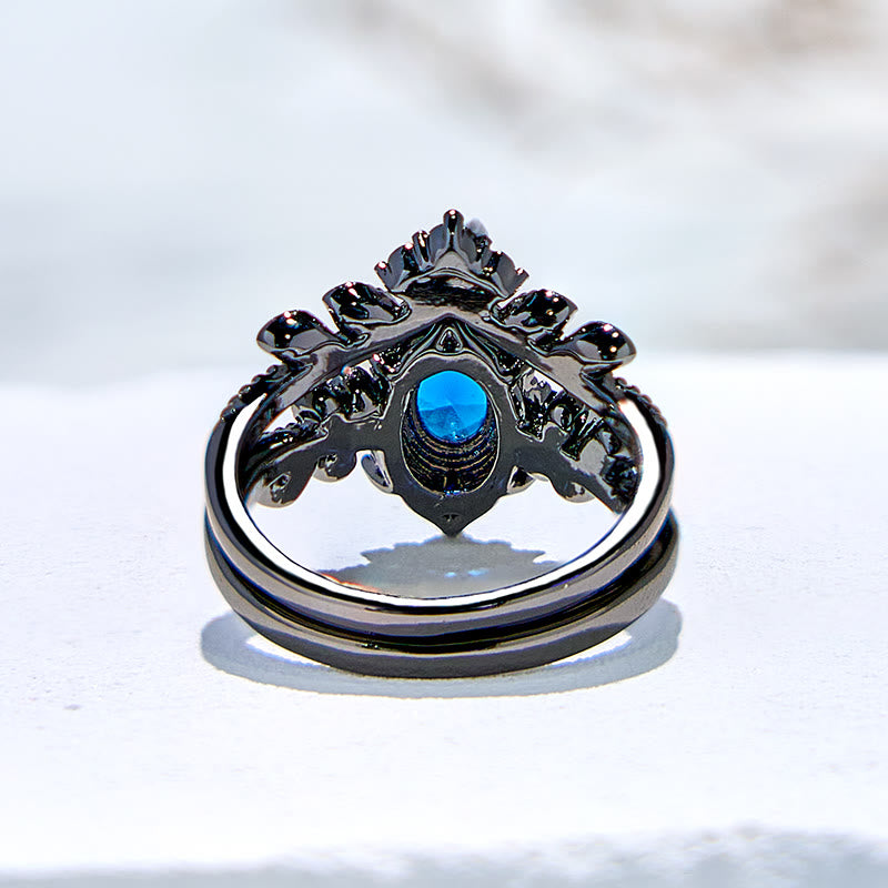 Olivenorma 2Pcs Natural Sapphire Engagement Ring Set - image 6