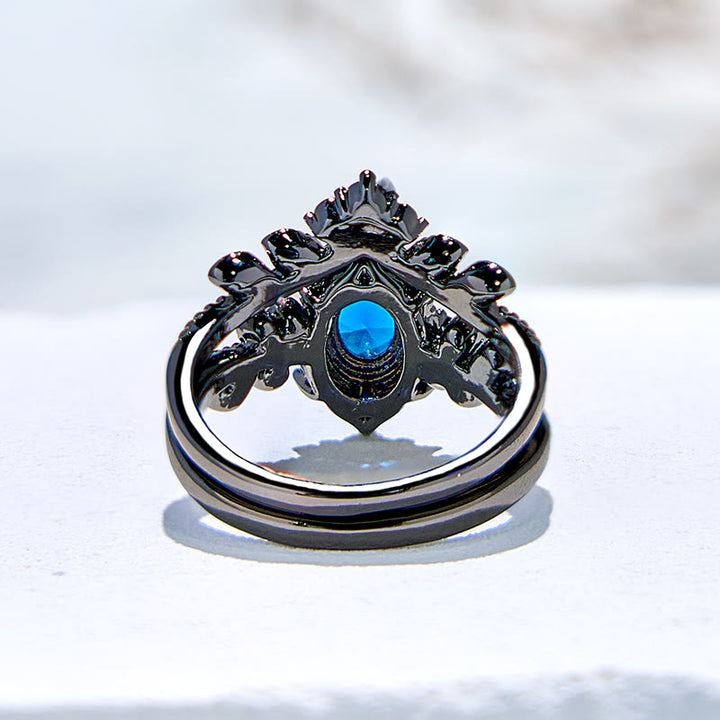 Olivenorma 2Pcs Natural Sapphire Engagement Ring Set - image 6