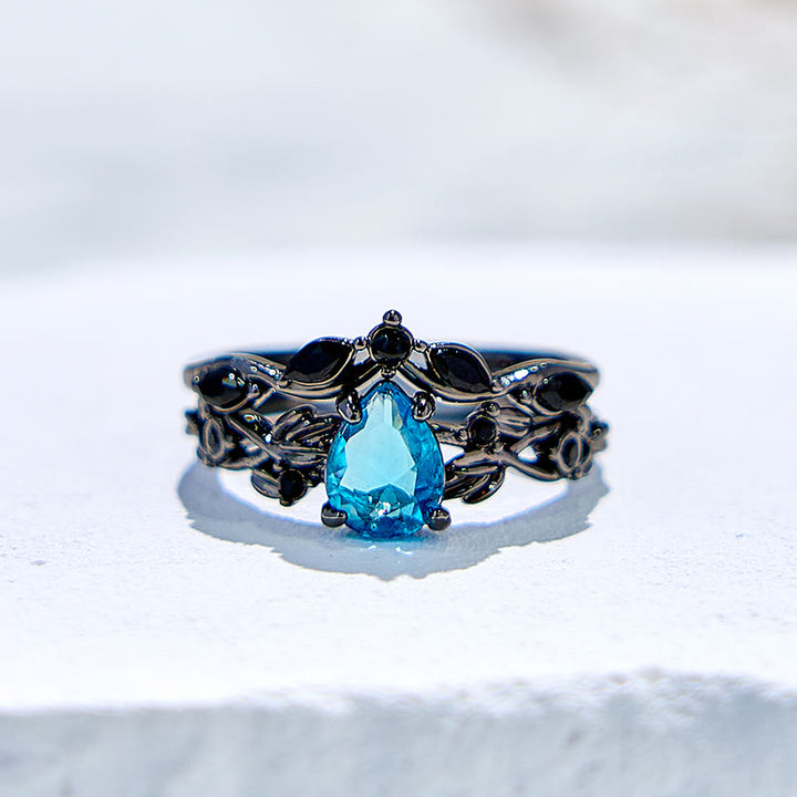 Olivenorma Lucky Stone Aquamarine Leaf Engagement Ring Set - US 11 - Aquamarine - image 0