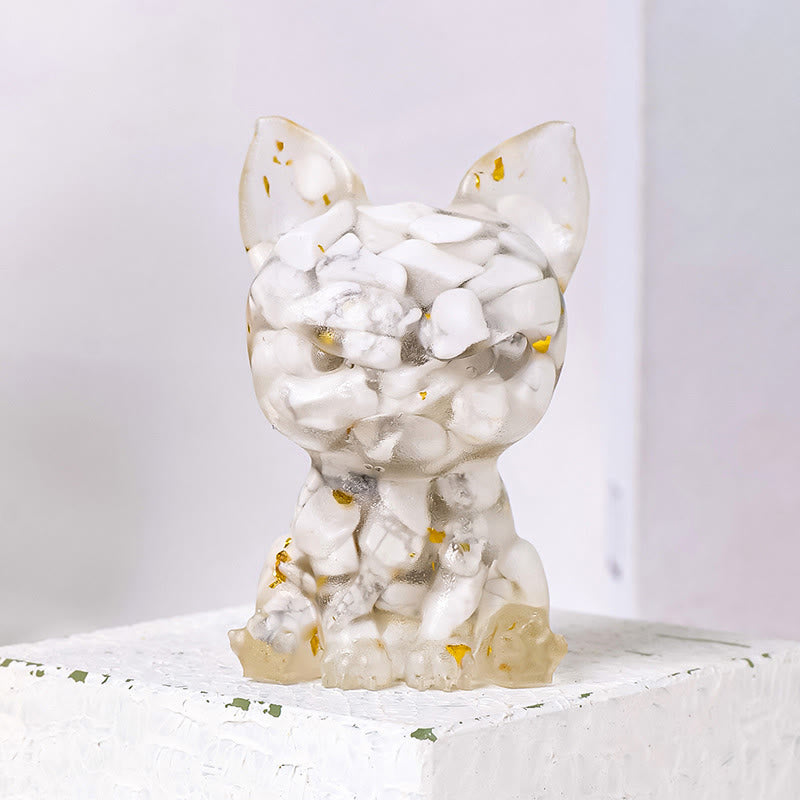 Olivenorma Crystal Epoxy Serious Expression Bulldog Gemstone Decoration - White Turquoise - image 23