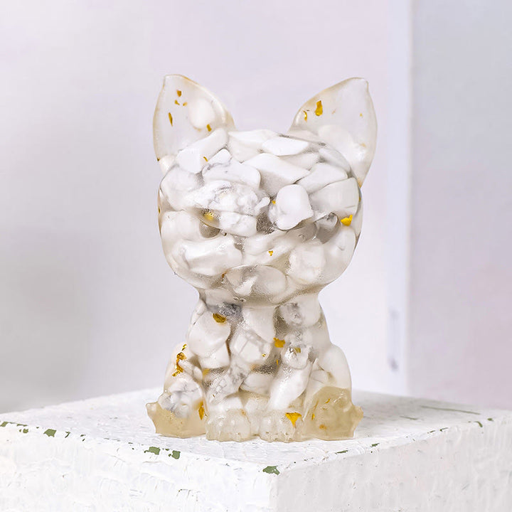 Olivenorma Crystal Epoxy Serious Expression Bulldog Gemstone Decoration - White Turquoise - image 23