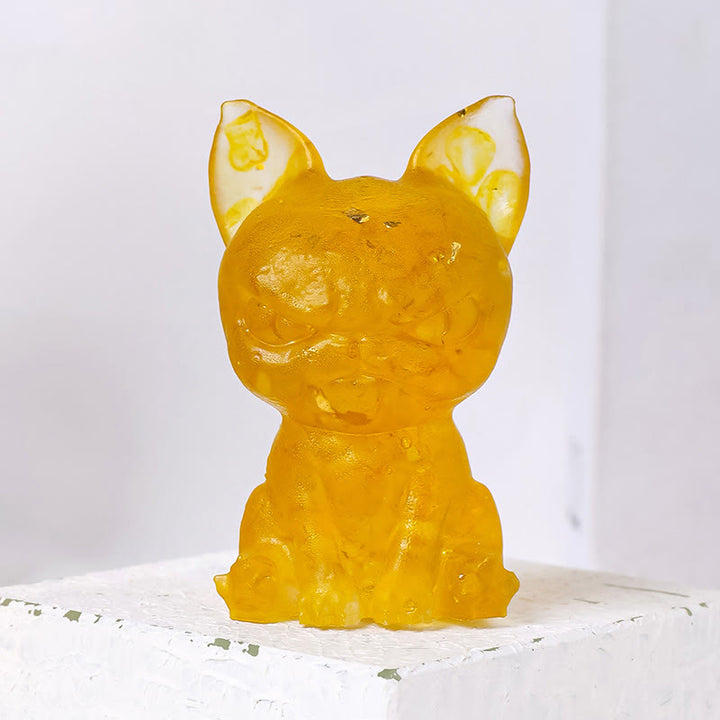 Olivenorma Crystal Epoxy Serious Expression Bulldog Gemstone Decoration - Citrine - image 3