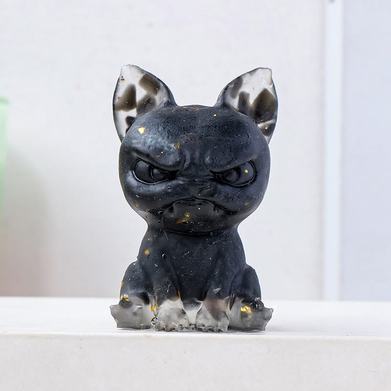 Olivenorma Crystal Epoxy Serious Expression Bulldog Gemstone Decoration - Obsidian - image 9