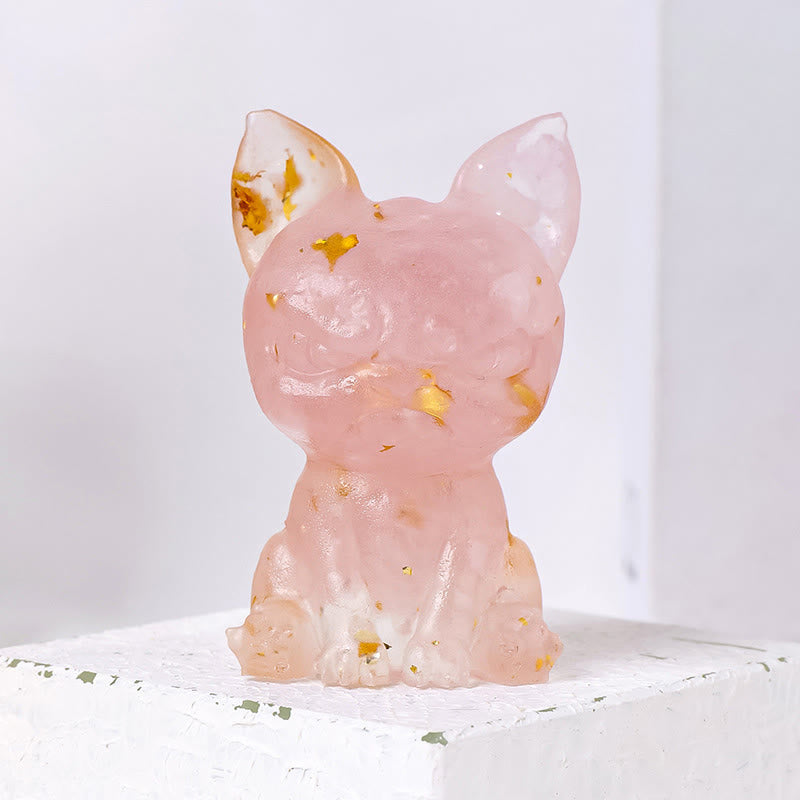 Olivenorma Crystal Epoxy Serious Expression Bulldog Gemstone Decoration - Rose Quartz - image 15