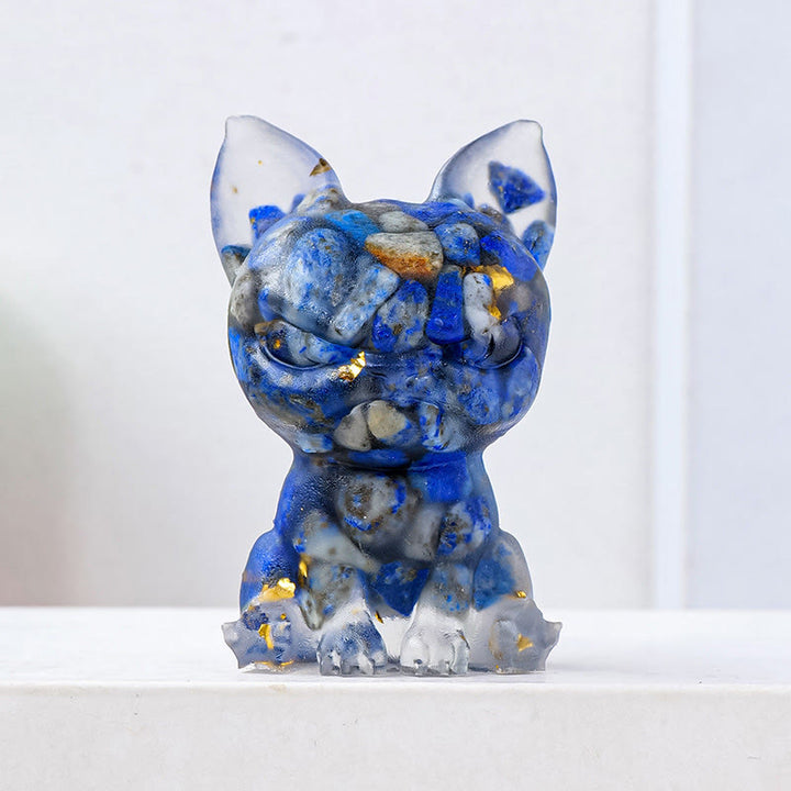 Olivenorma Crystal Epoxy Serious Expression Bulldog Gemstone Decoration - Lapis Lazuli - image 7