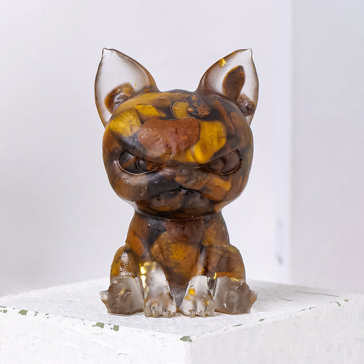 Olivenorma Crystal Epoxy Serious Expression Bulldog Gemstone Decoration - Tiger Eye - image 19