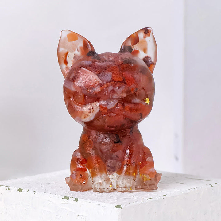 Olivenorma Crystal Epoxy Serious Expression Bulldog Gemstone Decoration - Red Agate - image 11
