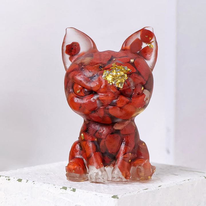 Olivenorma Crystal Epoxy Serious Expression Bulldog Gemstone Decoration - Red Jasper - image 13