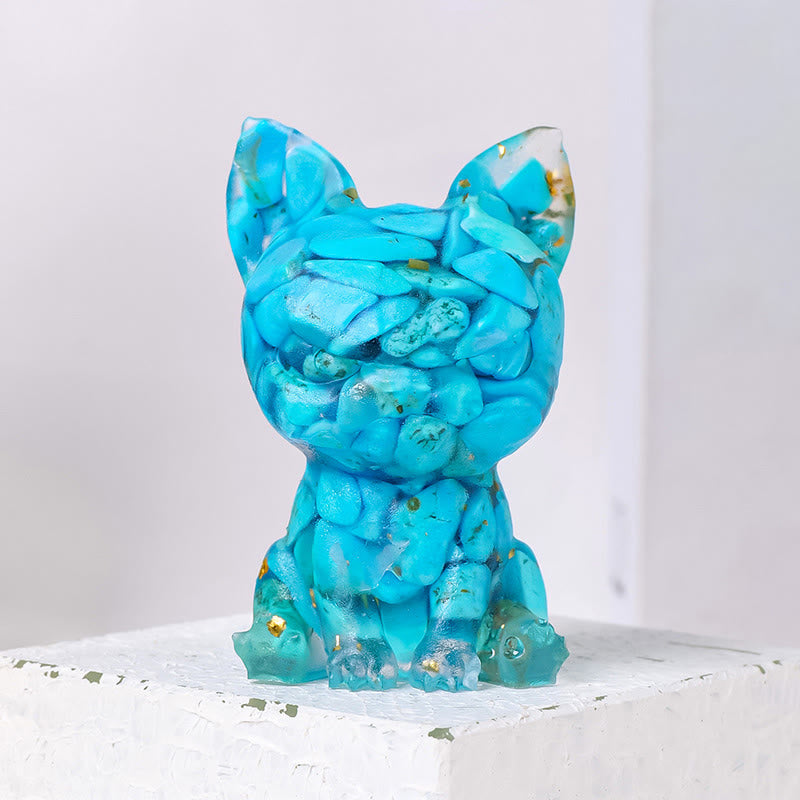 Olivenorma Crystal Epoxy Serious Expression Bulldog Gemstone Decoration - Turquoise - image 21