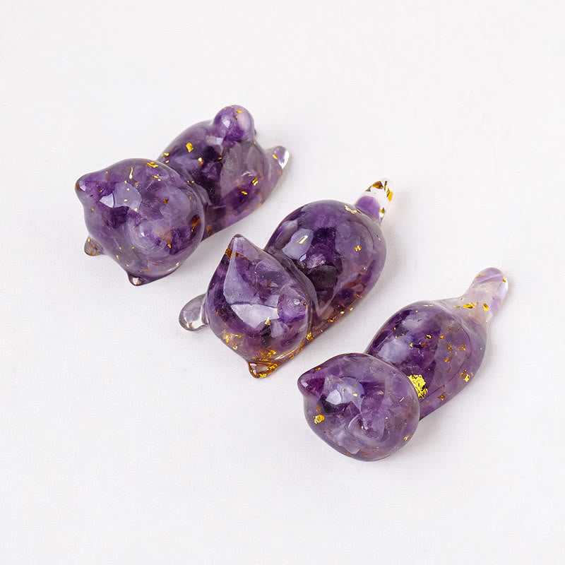 Olivenorma 1Pcs Crystal Epoxy Sleeping Kitten Gemstone Decoration - image 1