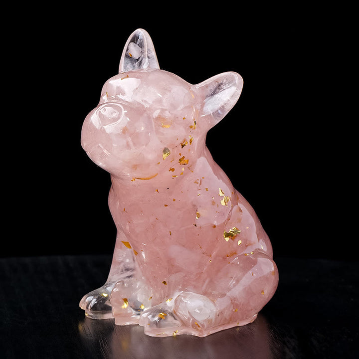 Olivenorma Crystal Epoxy French Bulldog Gemstone Decoration - Rose Quartz - image 8