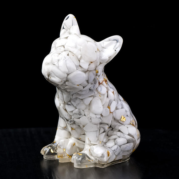 Olivenorma Crystal Epoxy French Bulldog Gemstone Decoration - White Turquoise - image 14