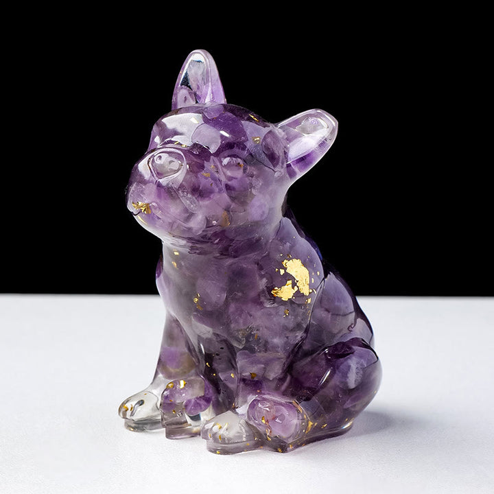 Olivenorma Crystal Epoxy French Bulldog Gemstone Decoration - Amethyst - image 2