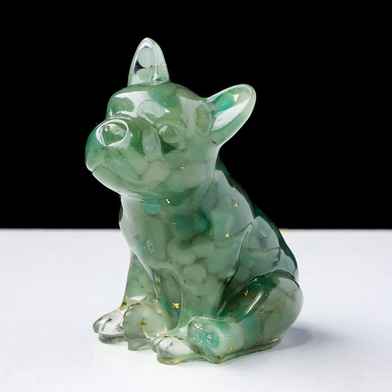 Olivenorma Crystal Epoxy French Bulldog Gemstone Decoration - Green Aventurine - image 4