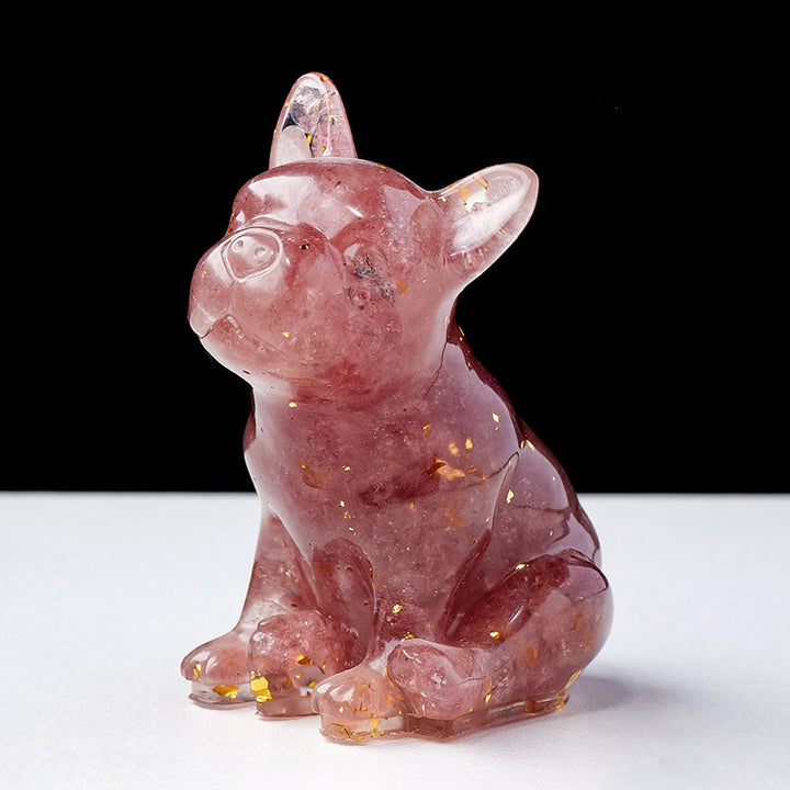 Olivenorma Crystal Epoxy French Bulldog Gemstone Decoration - Strawberry Quartz - image 10