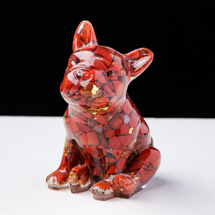 Olivenorma Crystal Epoxy French Bulldog Gemstone Decoration - Red Jasper - image 6