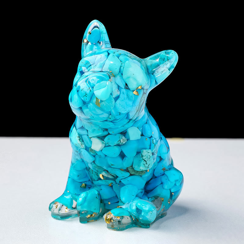Olivenorma Crystal Epoxy French Bulldog Gemstone Decoration - Turquoise - image 12