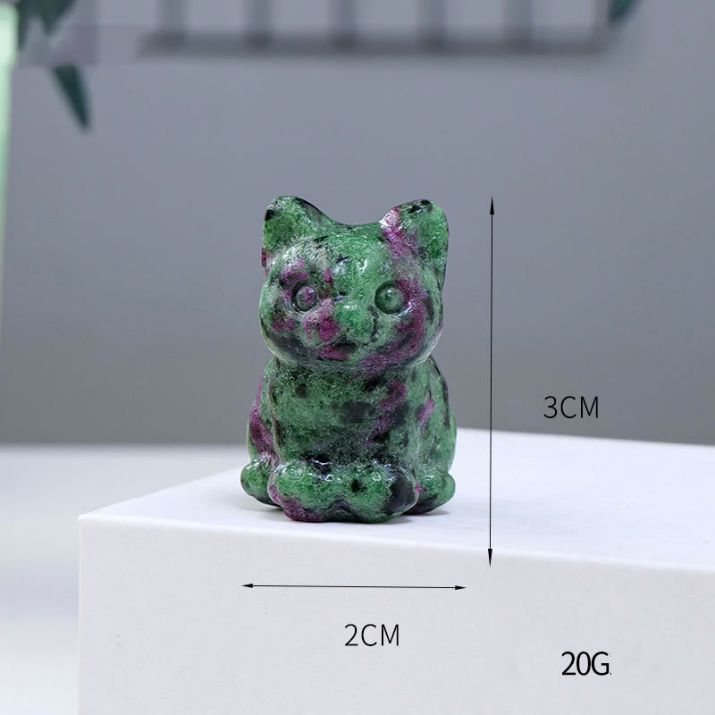 Olivenorma Crystal Epoxy Lucky Cat Gemstone Decoration - Ruby Zoisite - image 11