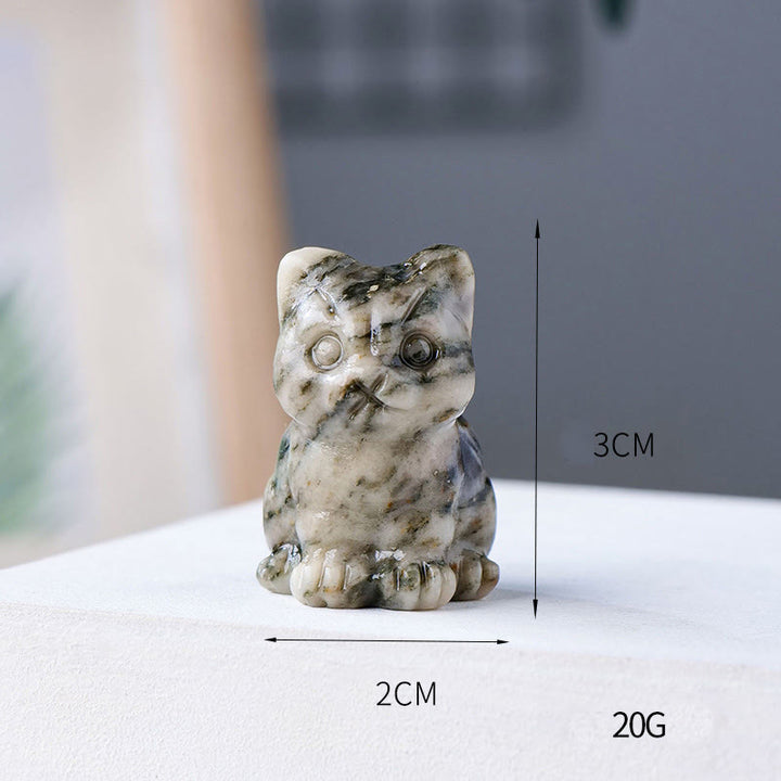 Olivenorma Crystal Epoxy Lucky Cat Gemstone Decoration - White Turquoise - image 17