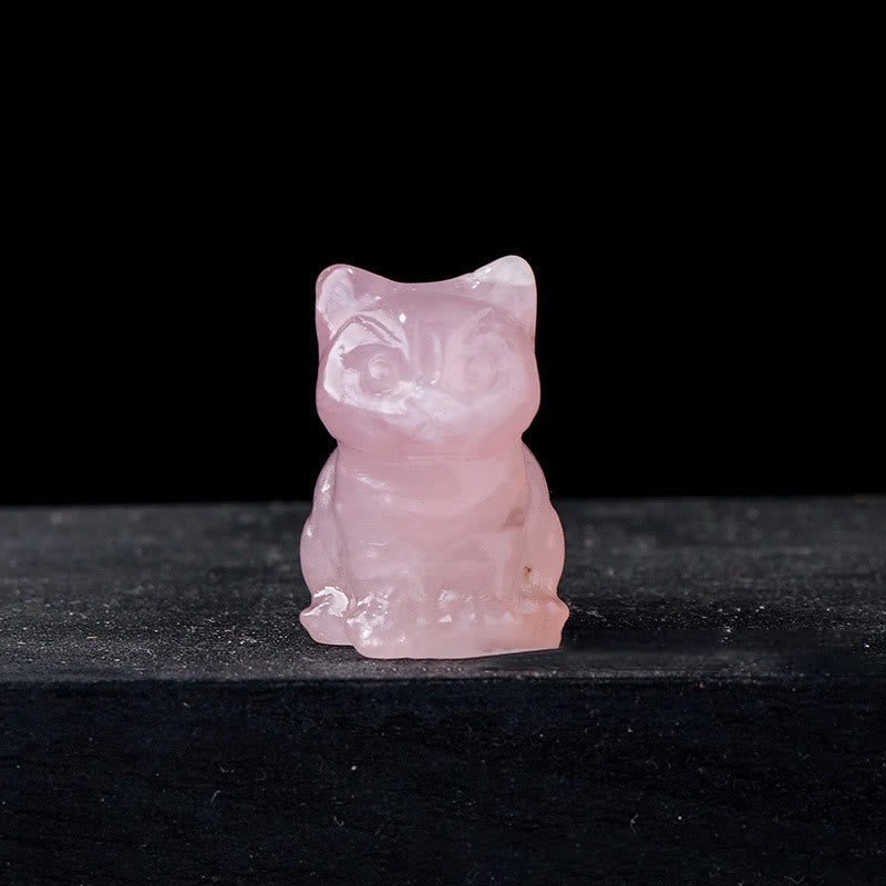Olivenorma Crystal Epoxy Lucky Cat Gemstone Decoration - Rose Quartz - image 1