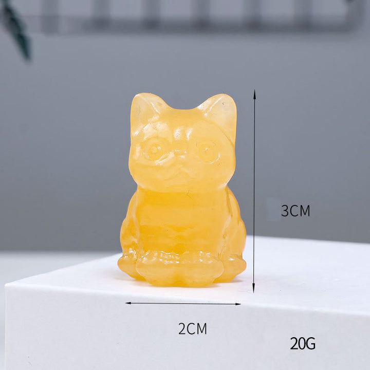 Olivenorma Crystal Epoxy Lucky Cat Gemstone Decoration - Yellow Aventurine - image 19