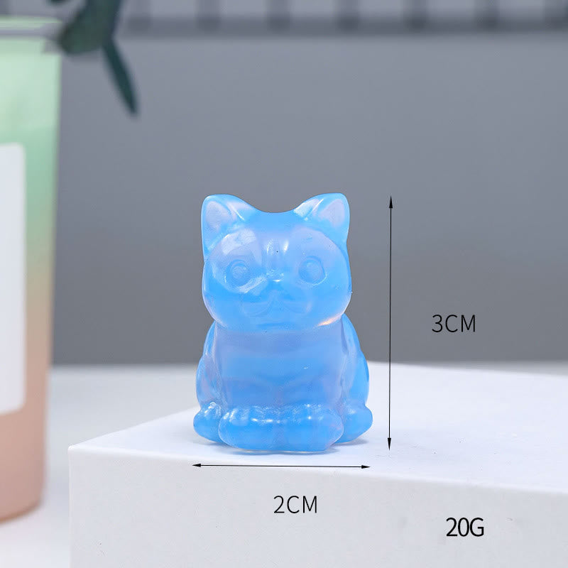 Olivenorma Crystal Epoxy Lucky Cat Gemstone Decoration - Blue Opalite - image 23
