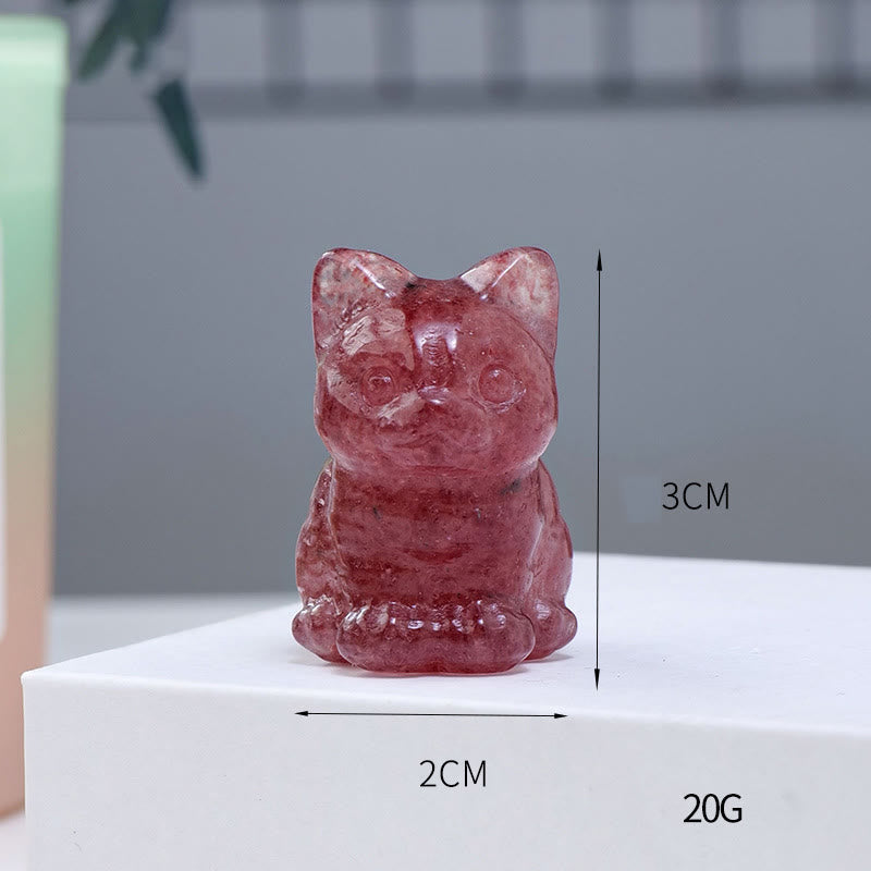 Olivenorma Crystal Epoxy Lucky Cat Gemstone Decoration - Strawberry Quartz - image 21