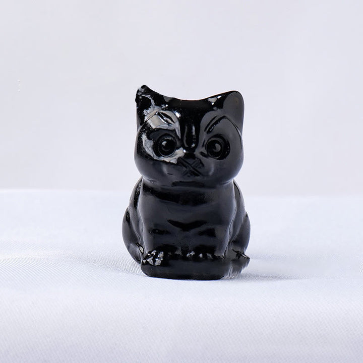 Olivenorma Crystal Epoxy Lucky Cat Gemstone Decoration - Obsidian - image 15