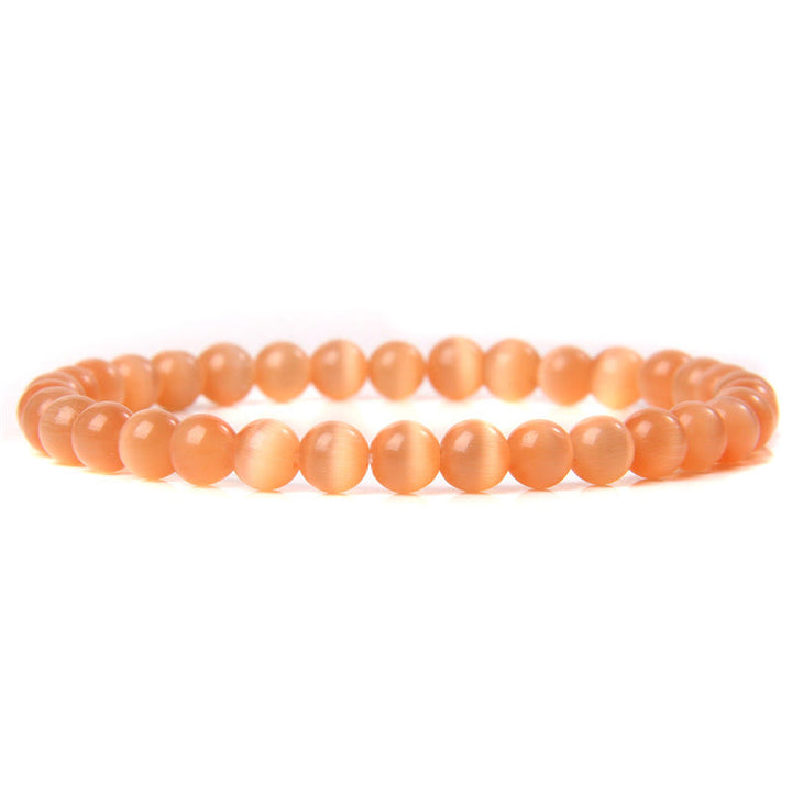 Olivenorma 6mm Natural Stone Beaded Bracelet - Orange Cat's Eye Stone - image 30