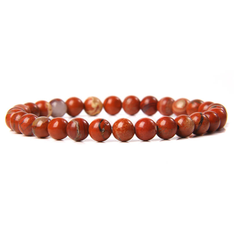 Olivenorma 6mm Natural Stone Beaded Bracelet - Red Jasper - image 25