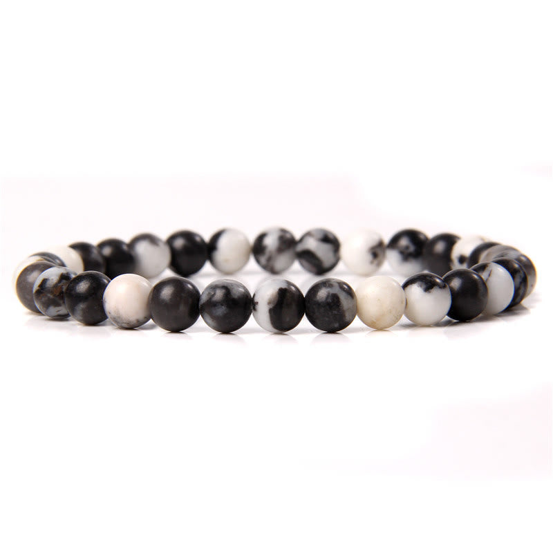 Olivenorma 6mm Natural Stone Beaded Bracelet - Zebra Stone - image 48