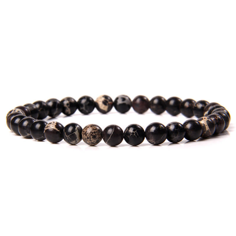 Olivenorma 6mm Natural Stone Beaded Bracelet - Black Emperor Stone - image 44