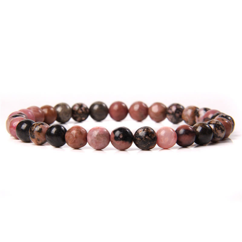 Olivenorma 6mm Natural Stone Beaded Bracelet - Rhodonite - image 41