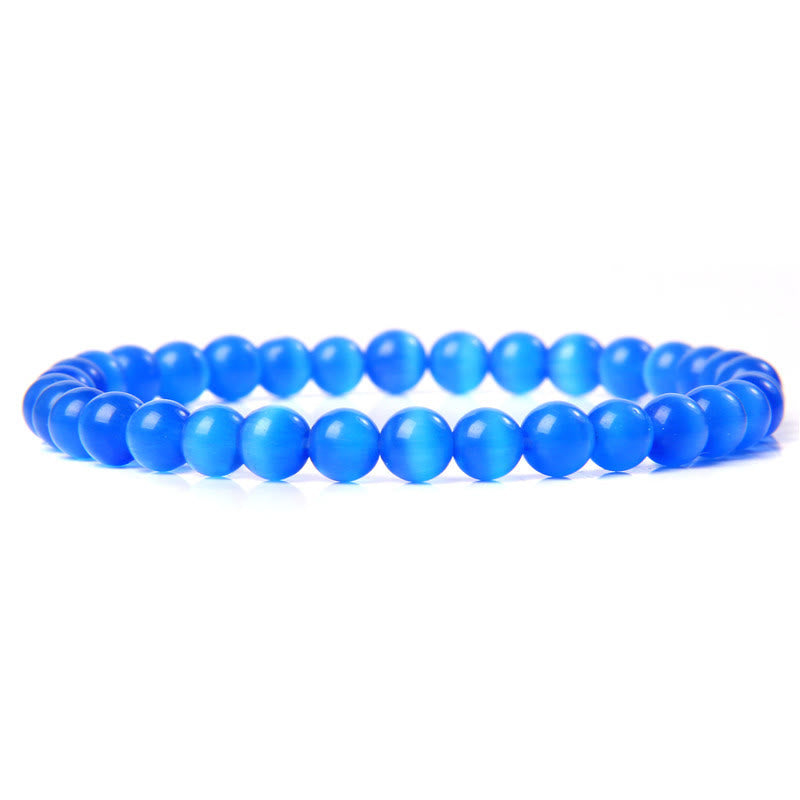 Olivenorma 6mm Natural Stone Beaded Bracelet - Blue Cat's Eye Stone - image 10