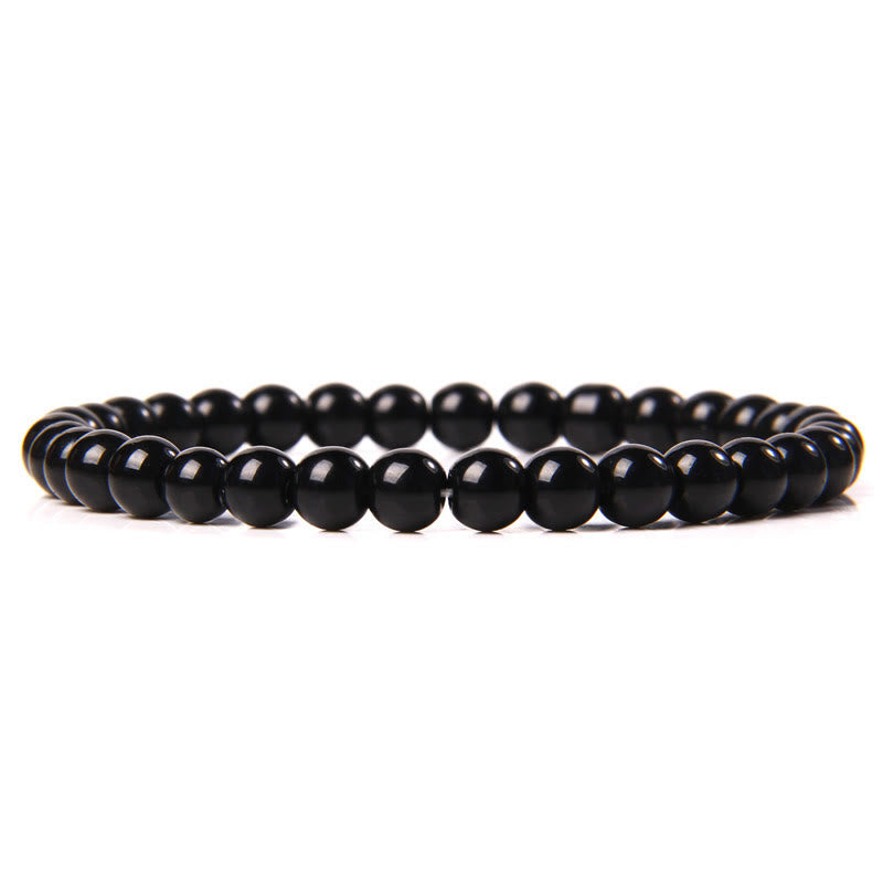 Olivenorma 6mm Natural Stone Beaded Bracelet - Obsidian - image 38
