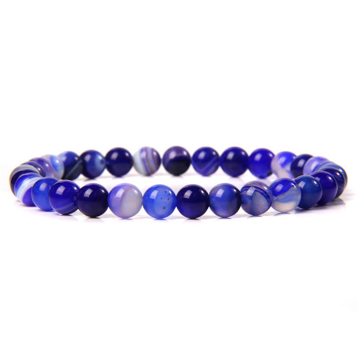 Olivenorma 6mm Natural Stone Beaded Bracelet - Blue Agate - image 11