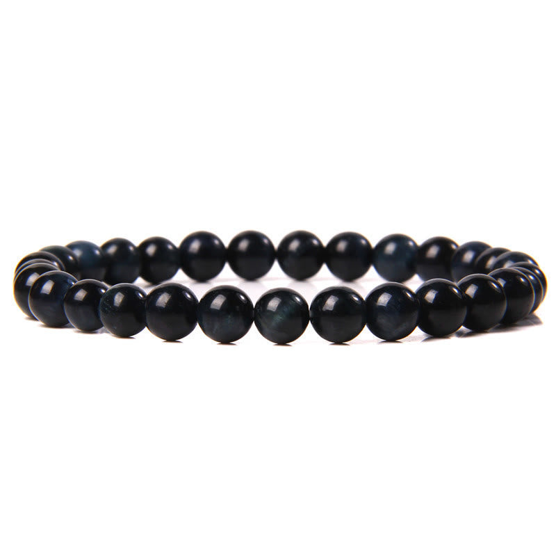 Olivenorma 6mm Natural Stone Beaded Bracelet - Navy Blue Tiger Eye - image 55