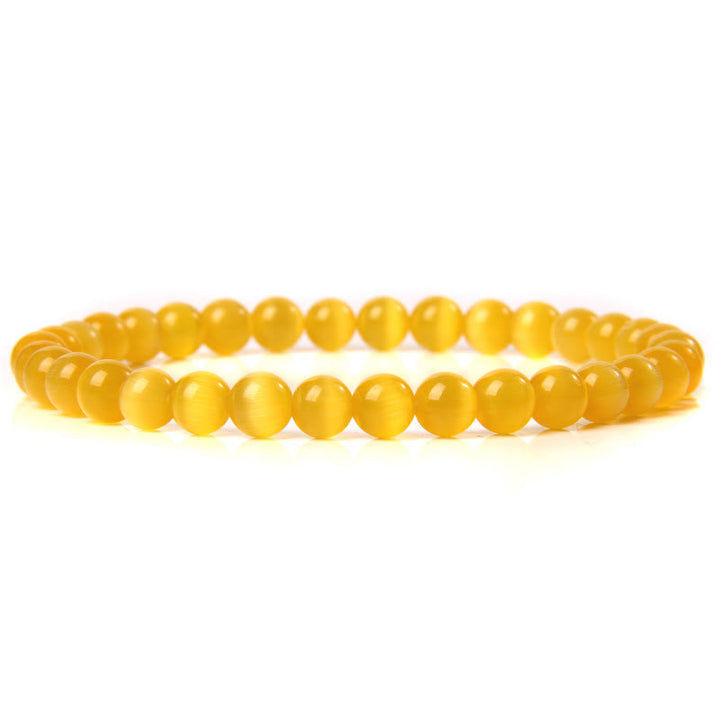 Olivenorma 6mm Natural Stone Beaded Bracelet - Yellow Cat's Eye Stone - image 31