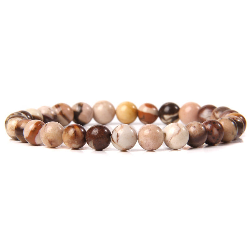 Olivenorma 6mm Natural Stone Beaded Bracelet - Brown Zebra Jasper - image 56