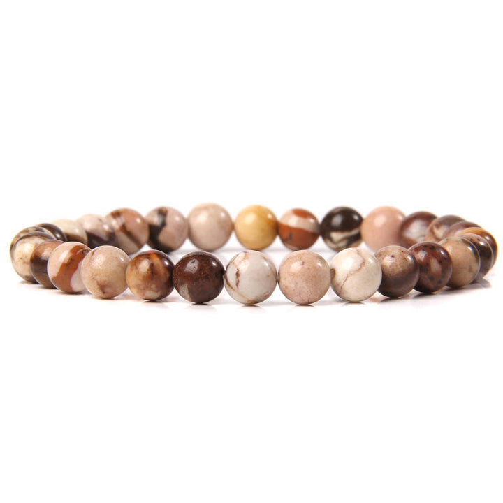 Olivenorma 6mm Natural Stone Beaded Bracelet - Brown Zebra Jasper - image 56