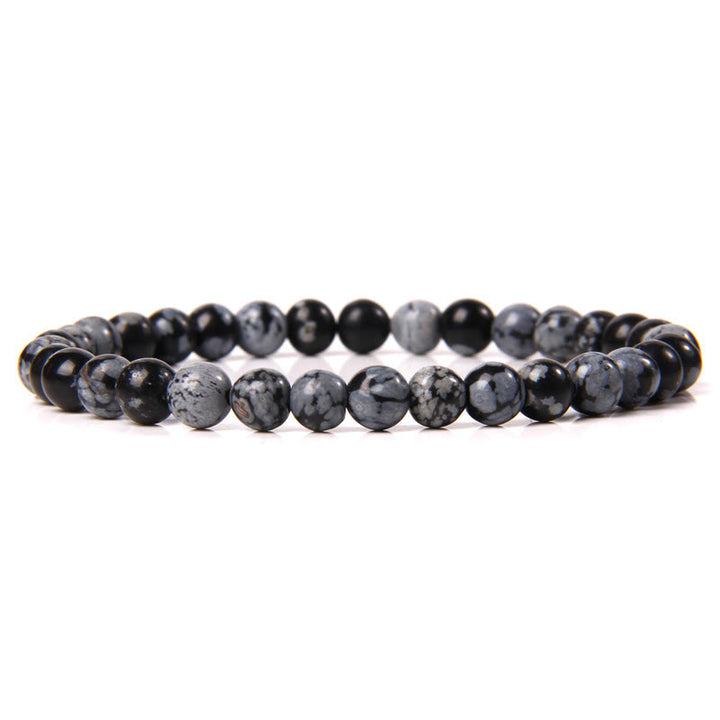 Olivenorma 6mm Natural Stone Beaded Bracelet - Snowflake Obsidian - image 58