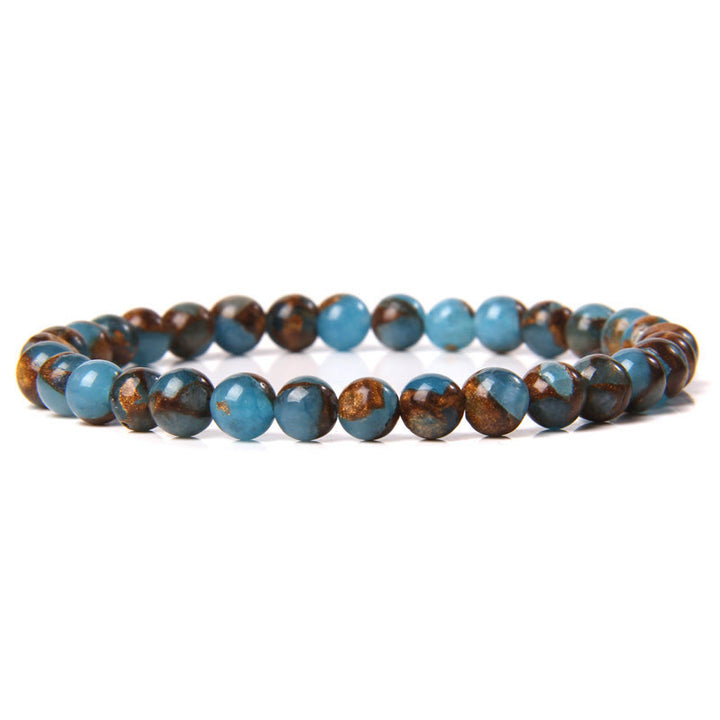 Olivenorma 6mm Natural Stone Beaded Bracelet - Blue & Copper Impression Jasper - image 63