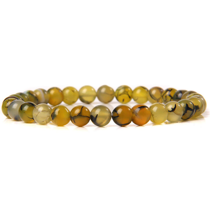 Olivenorma 6mm Natural Stone Beaded Bracelet - Yellow Dragon Vein Agate - image 35
