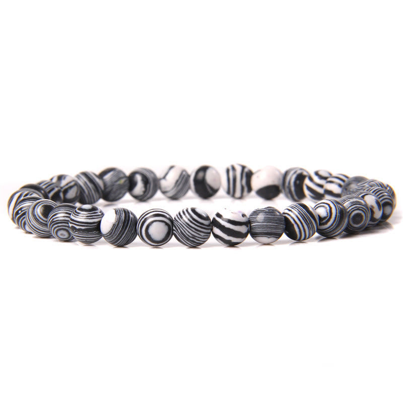 Olivenorma 6mm Natural Stone Beaded Bracelet - Black Malachite - image 72