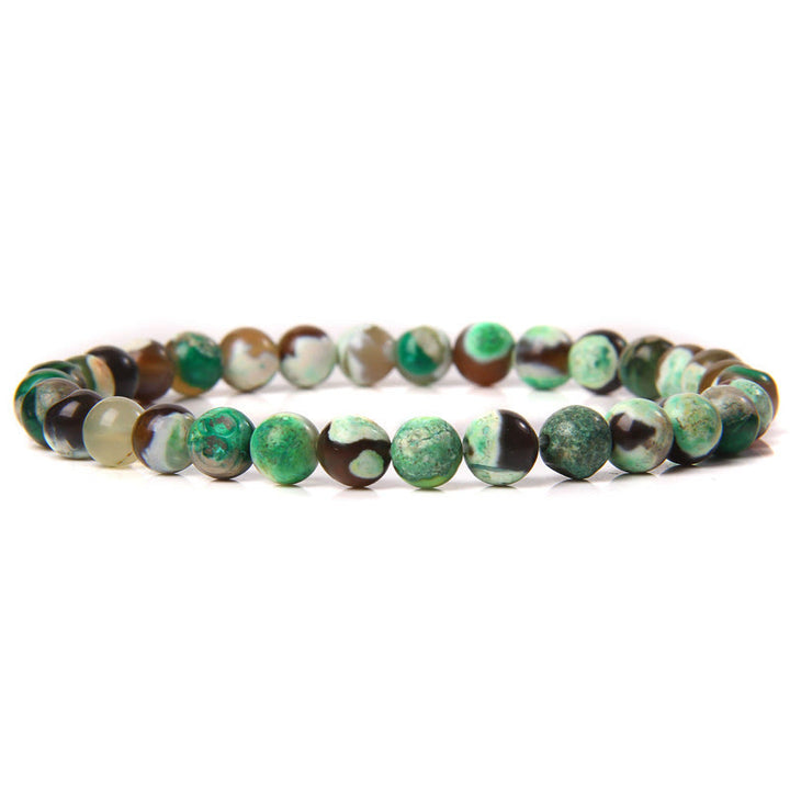 Olivenorma 6mm Natural Stone Beaded Bracelet - Green & Brown Agate - image 74