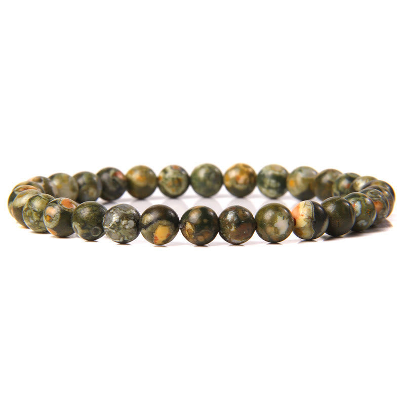 Olivenorma 6mm Natural Stone Beaded Bracelet - Rhyolite Jasper - image 80